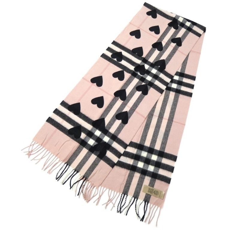バーバリー BURBERRY チェック&ハート マフラー ピンク カシミヤ