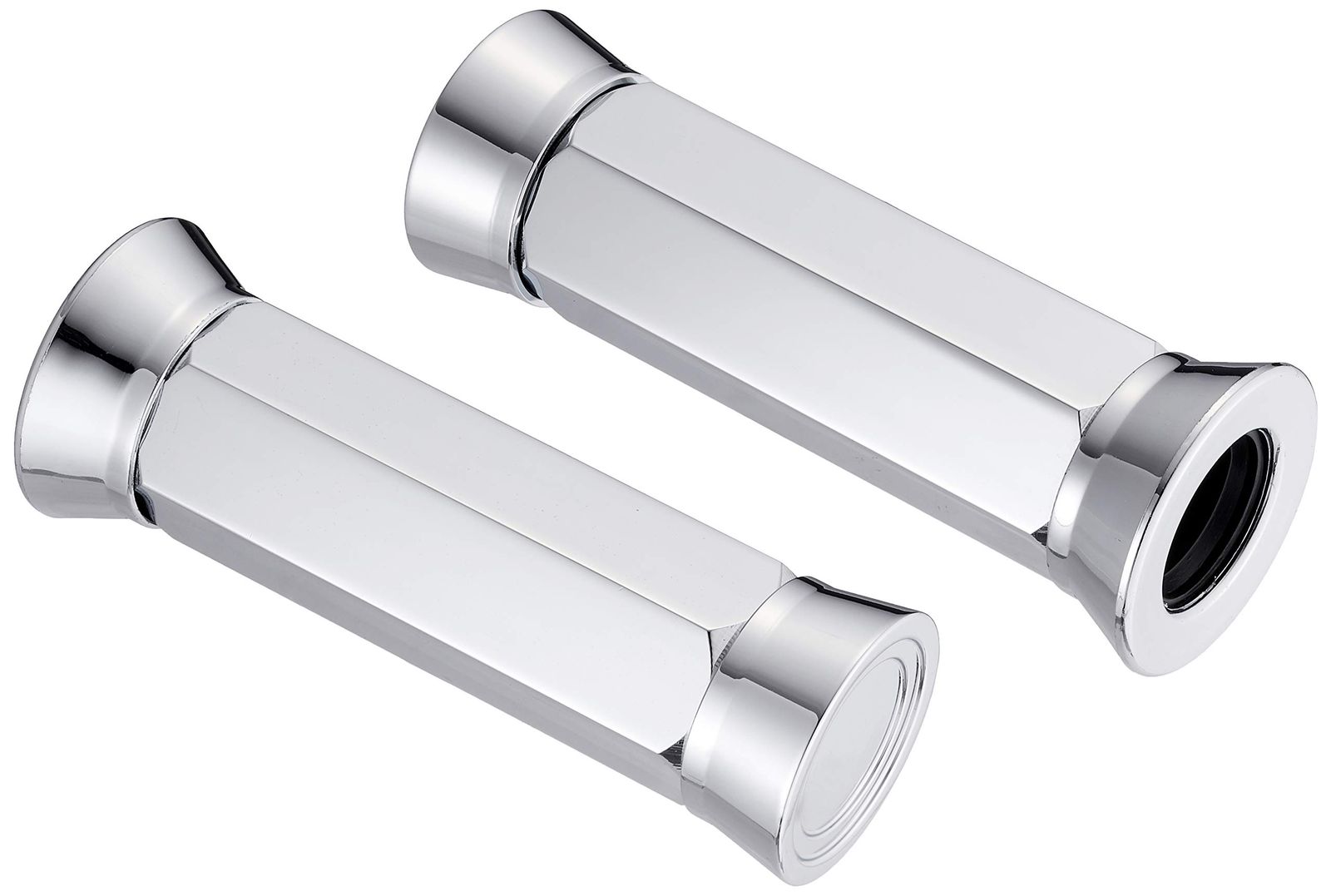 【迅速発送】キジマ(Kijima) バイクパーツ グリップ 六角 ヘキサゴン2 アルミ製 136mm φ22.2mm 非貫通タイプ 左右セット 汎用 メッキ 201-6814