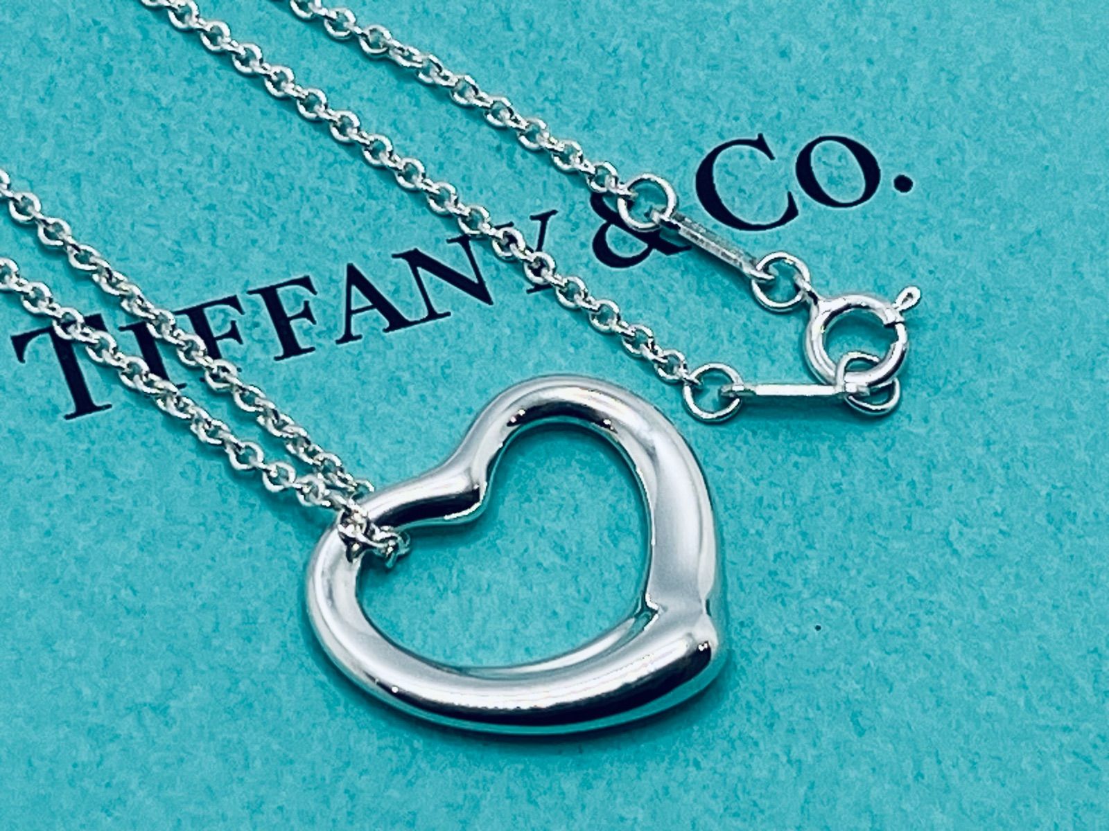 a154 超美品 Tiffany&Co. ティファニー オープンハート ネックレス 