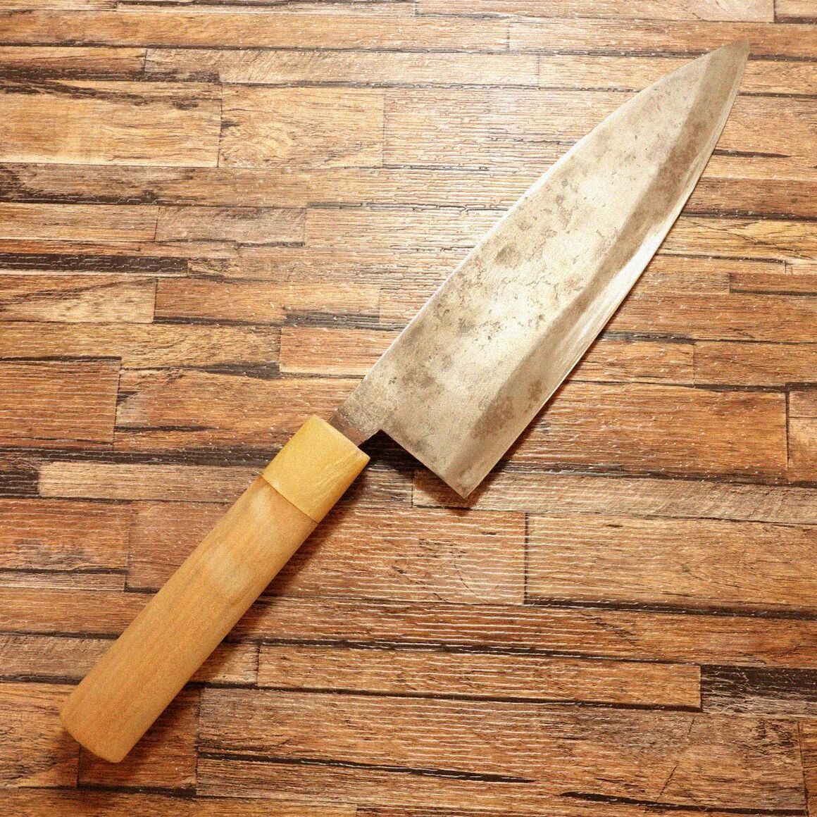 有次 大出刃包丁 研ぎ済 白水牛柄 正 特製 ハガネ 240mm