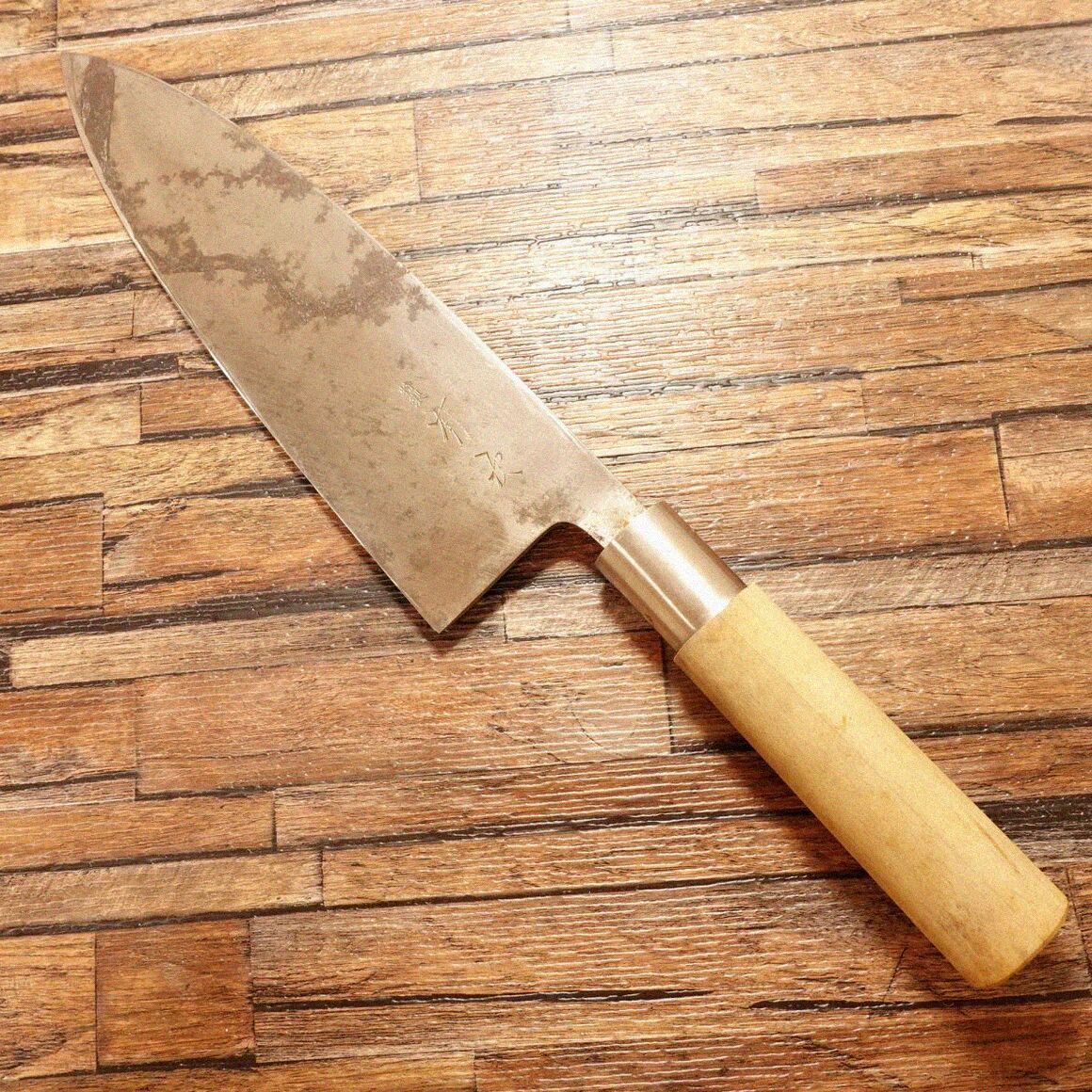 有次 大出刃包丁 研ぎ済 黒打ち 特製 ハガネ 245 mm