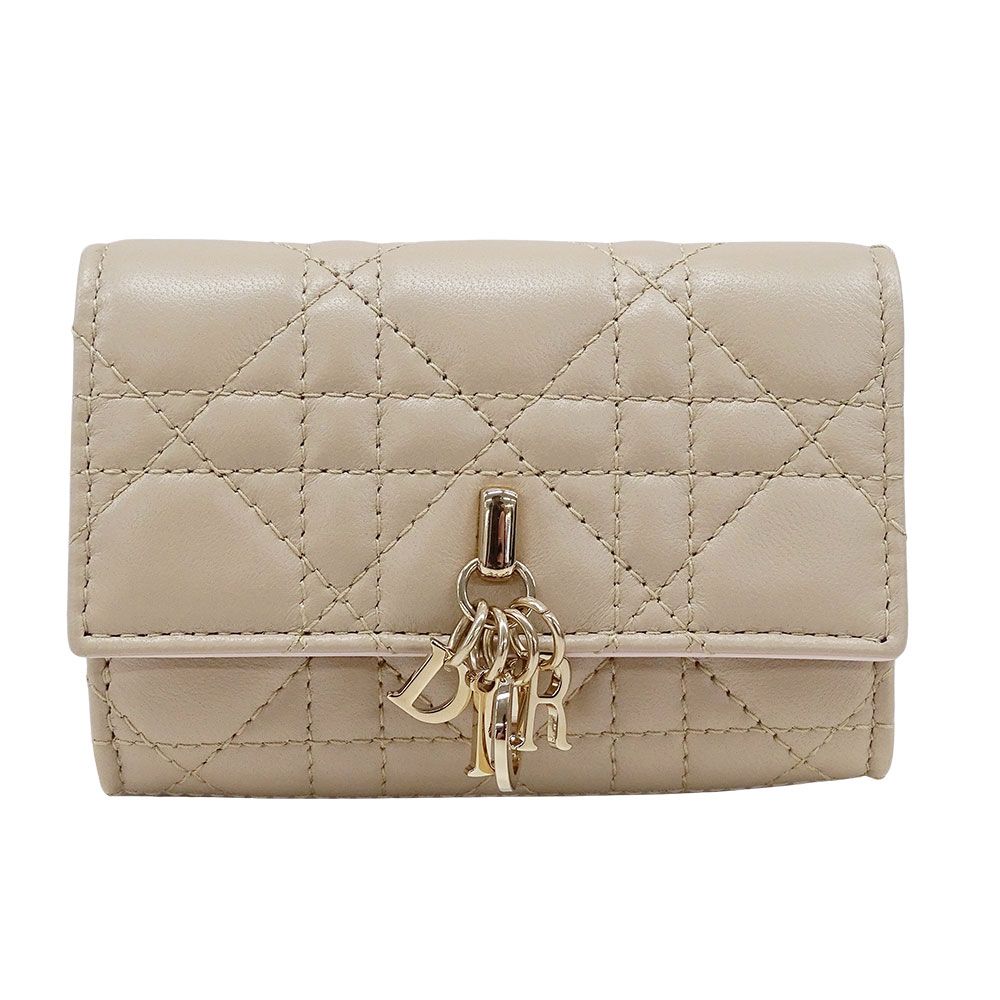 ディオール Dior 財布 レディース ブランド コインケース カナージュ レザー ベージュ 小さめ コンパクト キルティング ロゴ おしゃれ