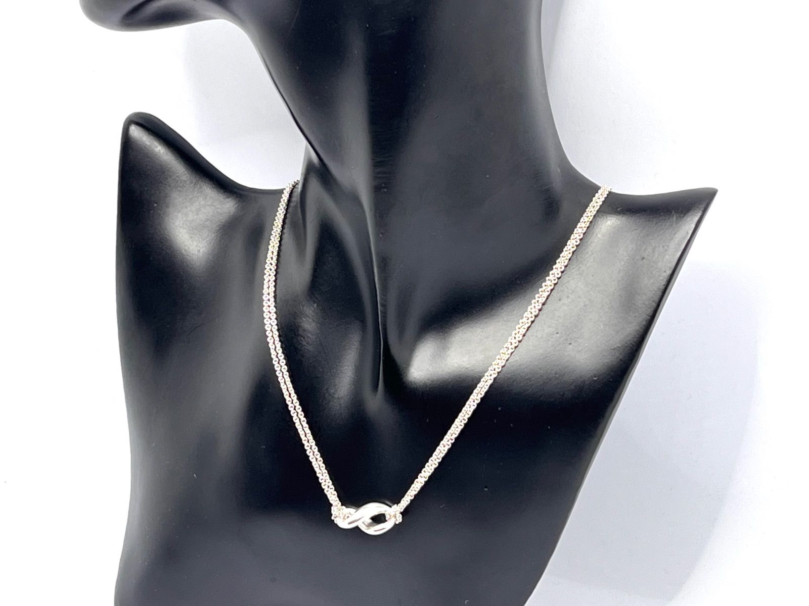 ティファニー インフィニティ ダブルチェーン ネックレス シルバー 美品 a155 Tiffany&Co. 美品 ティファニー インフィニティ ダブルチェーン