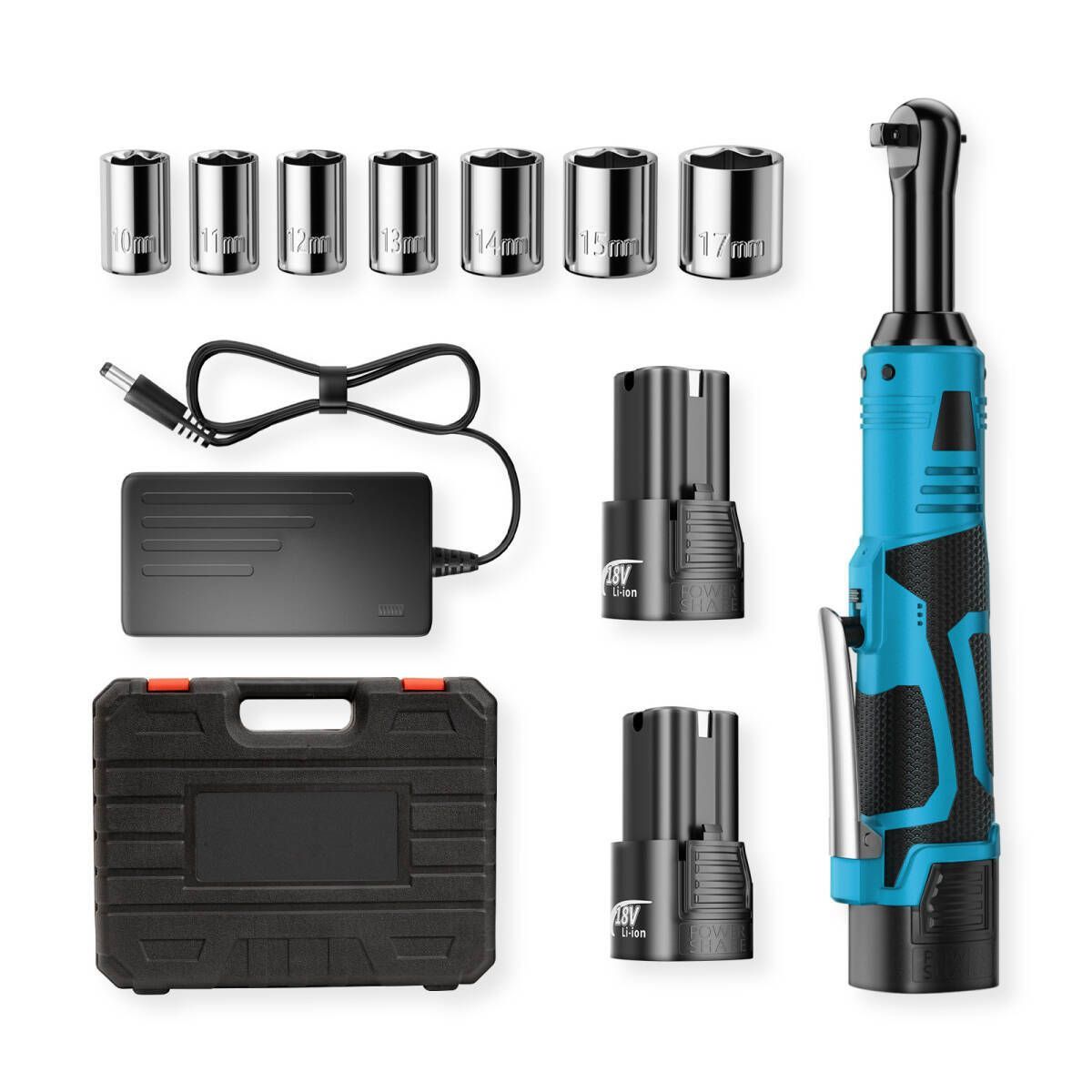 品 3 8充電式コードレスラチェットレンチ 18 V 100 N m電動工具セット 2リチウムイオン電池 7ソケット LEDワーキングライトデザイン グラインダー 電気ドリル 