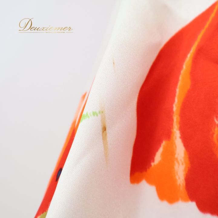 社交ダンス 衣装 スタンダード ドレス ワンピース 白 オレンジ 花柄