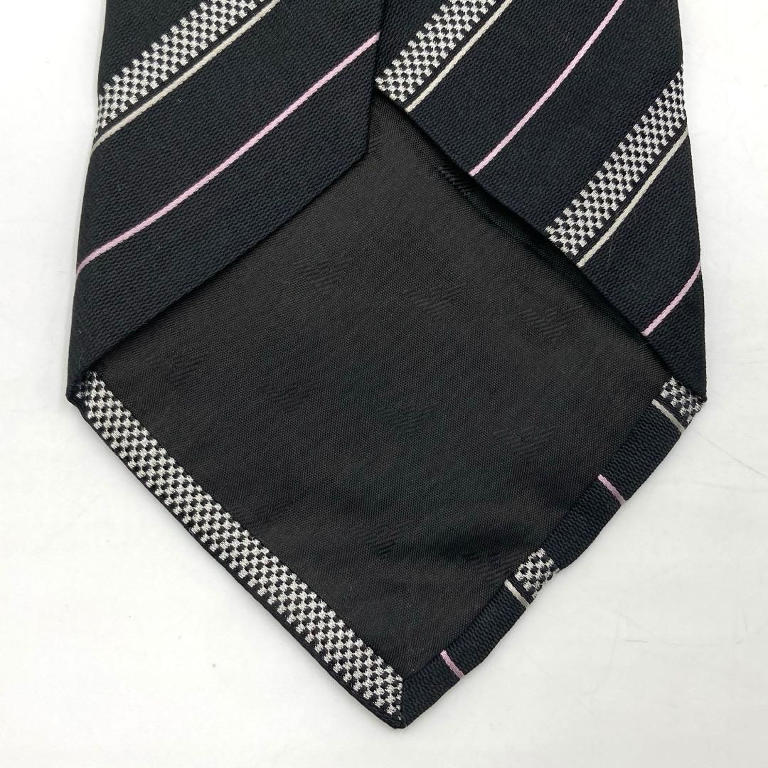 【新品未使用】エンポリオアルマーニ ネクタイ ブラック ストライプ【イタリア製】 EMPORIO ARMANI (エンポリオアルマーニ) シルク100％ 斜めストライプ