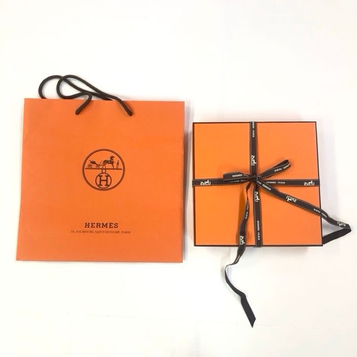 HERMES エルメス 空箱 ショッパー リボン 3点セット クッション材付き