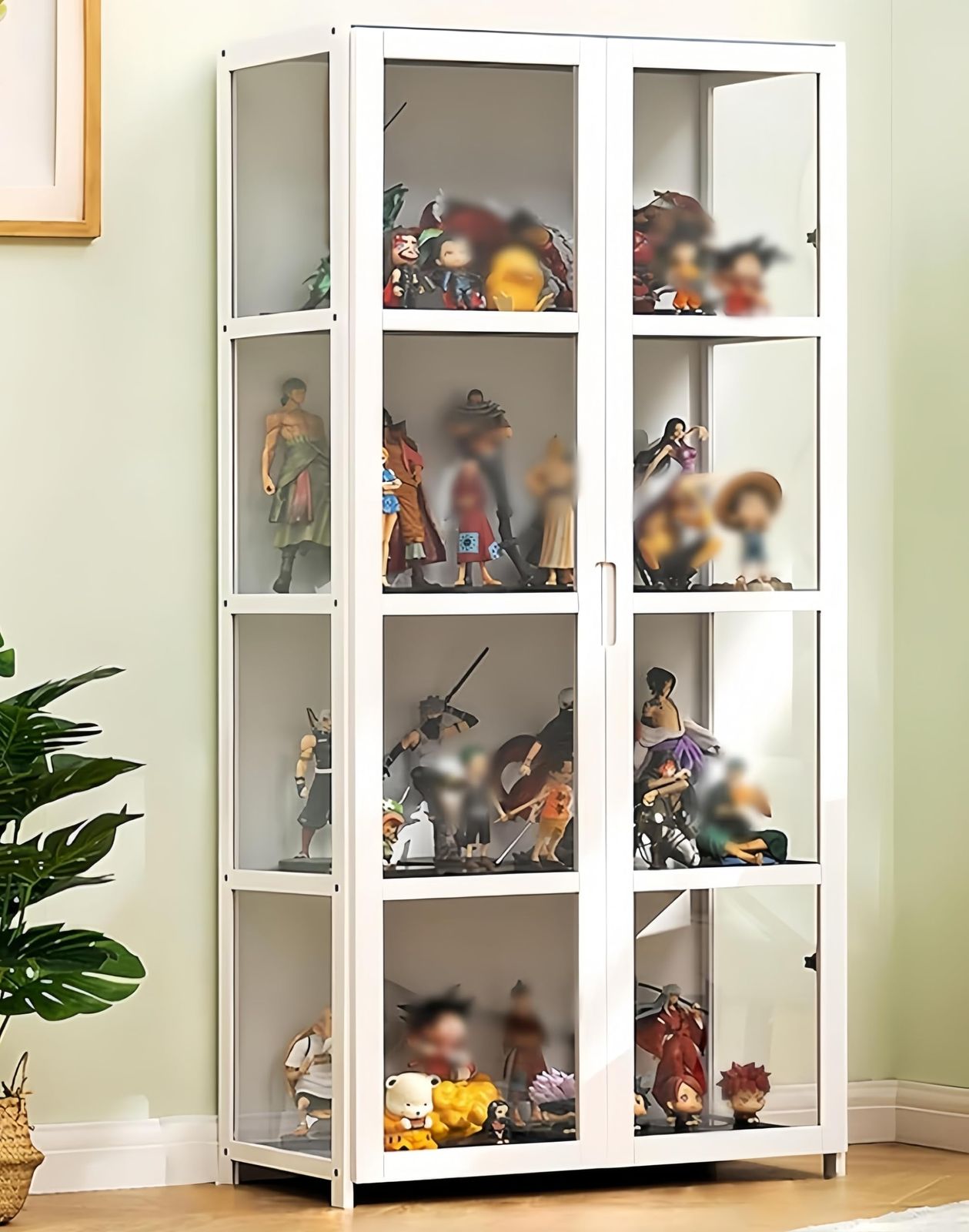 TUIYIDUO ディスプレイケース ショーケース 密閉防塵設計 フィギュア ディスプレイキャビネット 4段式両開きドア 大容量 62 33 130cm 透明アクリル 天然竹製 ディスプレイラック 模型 フィギュア 漫画 フォトアルバム ラッ