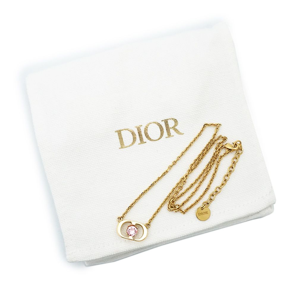 クリスチャンディオール プチ Petit CD ジョリー ペンダント ネックレス クリスタル ライトローズ ピンク ゴールド N3251WOMCY Christian Dior