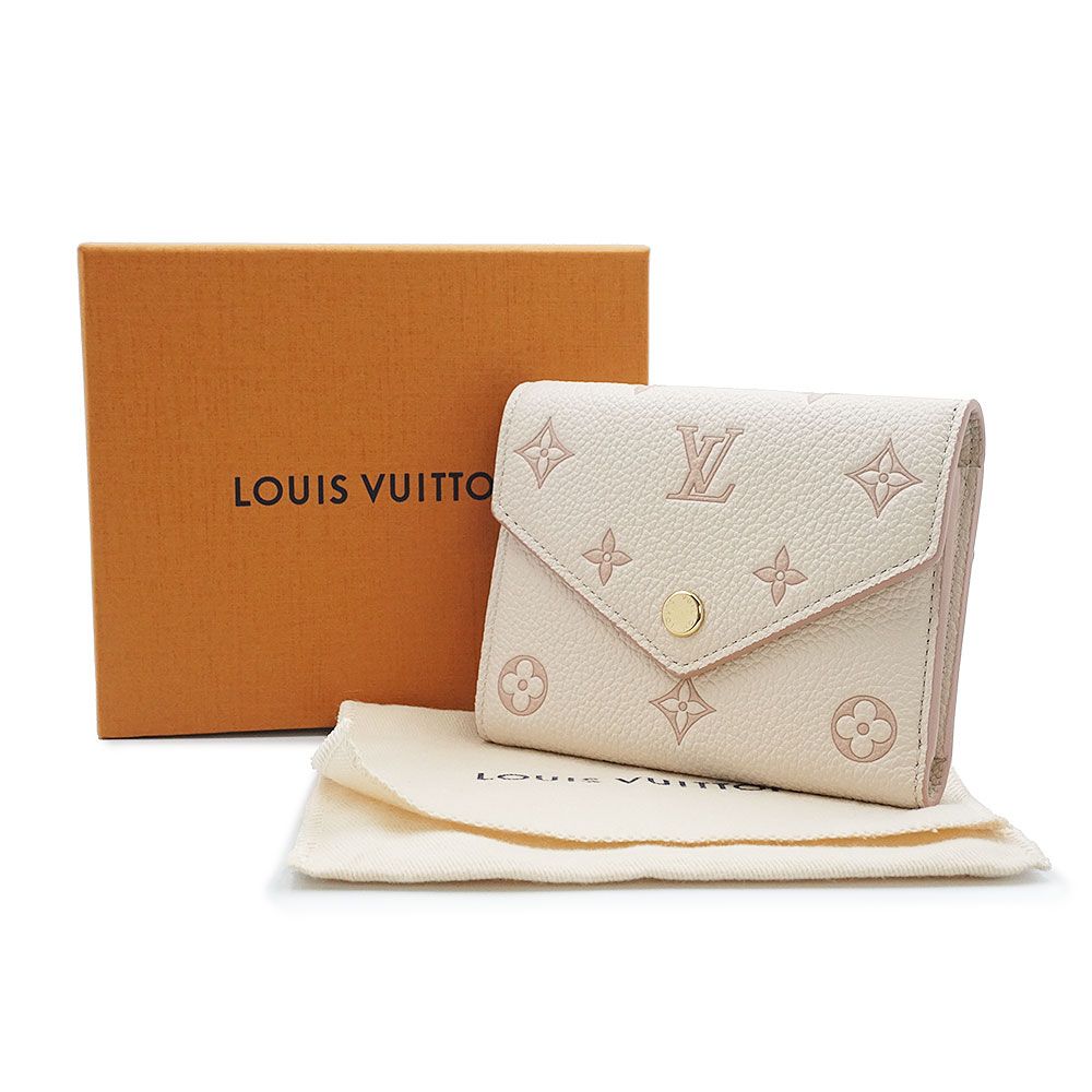 ルイ ヴィトン ポルトフォイユ ヴィクトリーヌ 三つ折り財布 モノグラムアンプラント レザー バイ エデン ベージュ ピンク ゴールド金具 M14967 LOUIS VUITTON