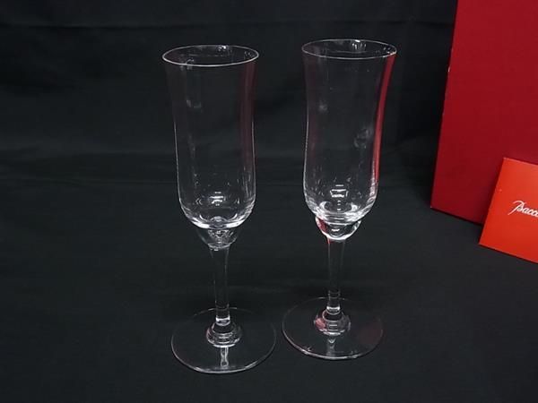 ■新品同様■ Baccarat バカラ クリスタルガラス カプリ シャンパンフルート 食器 テーブルウェア 2客セット クリア BN4969