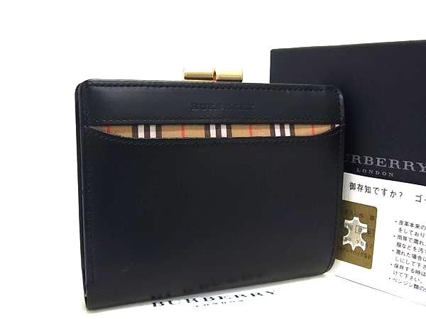 極美品 バーバリー BURBERRY折り財布 ノバチェック ホースロゴ PVC 極