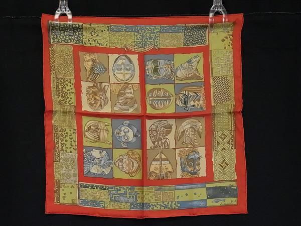 HERMES エルメス PERSONA ペルソナ プチカレ ガヴロッシュ シルク スカーフ オレンジ系×イエロー系 FR6165