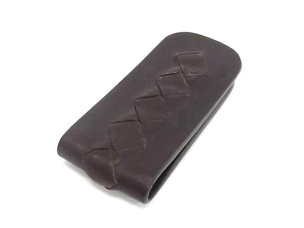 BOTTEGA VENETA ボッテガヴェネタ イントレチャート レザー マネークリップ 札ばさみ メンズ ブラウン系 DB 3002