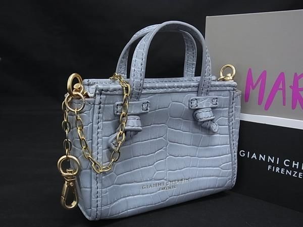 ■極美品■ GIANNI CHIARINI ジャンニキャリーニ マルチェッラ クロコダイル型押しレザー マイクロバッグ ショルダー チャーム FU3358 □極美品□ GIANNI CHIARINI ジャンニキャリーニ マルチェッラ