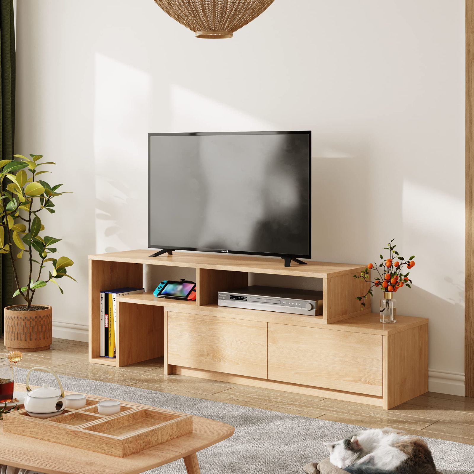 WLIVE テレビ台 テレビボード ローボード 伸縮 角度自由 コーナー 左右レイアウト 42 32インチ 省スペース 引き出し 収納 耐荷重60kg 北欧 おしゃれ ナチュラル