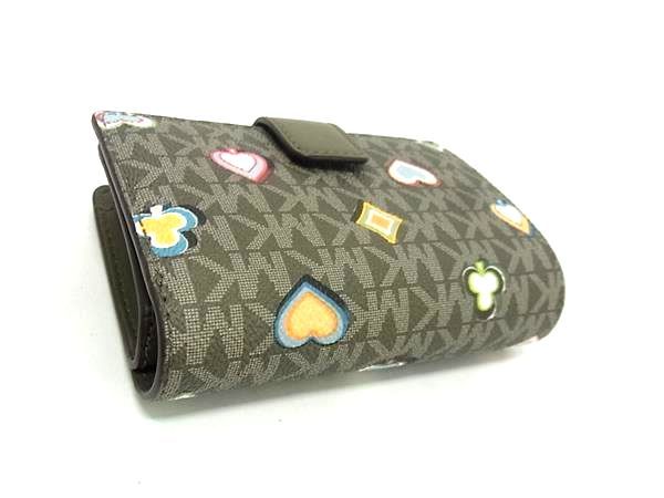■新品■未使用■ MICHAEL KORS マイケルコース PVC トランプ柄 二つ折り 財布 ウォレット レディース グレージュ系 BM9656 □新品□未使用□ MICHAEL KORS マイケルコース PVC トランプ柄 二