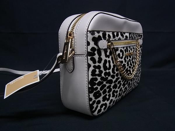 MICHAEL KORS マイケルコース ハラコ レオパード ショルダーバッグ ポシェット クロスボディ アイボリー系 BM9729