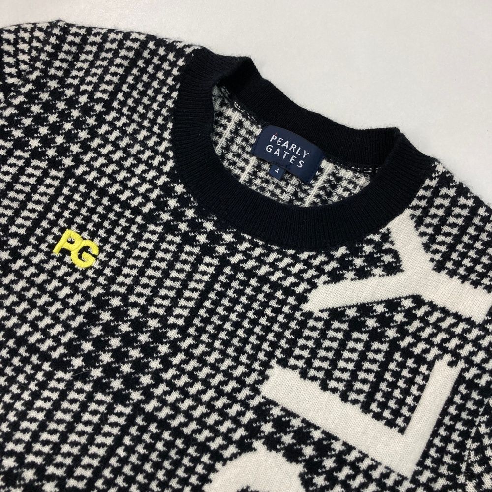 【新品】パーリーゲイツ カシミヤ ニット セーター チェック サイズ：4 PEARLY GATES パーリーゲイツ カシミヤ ニットセーター ロゴ