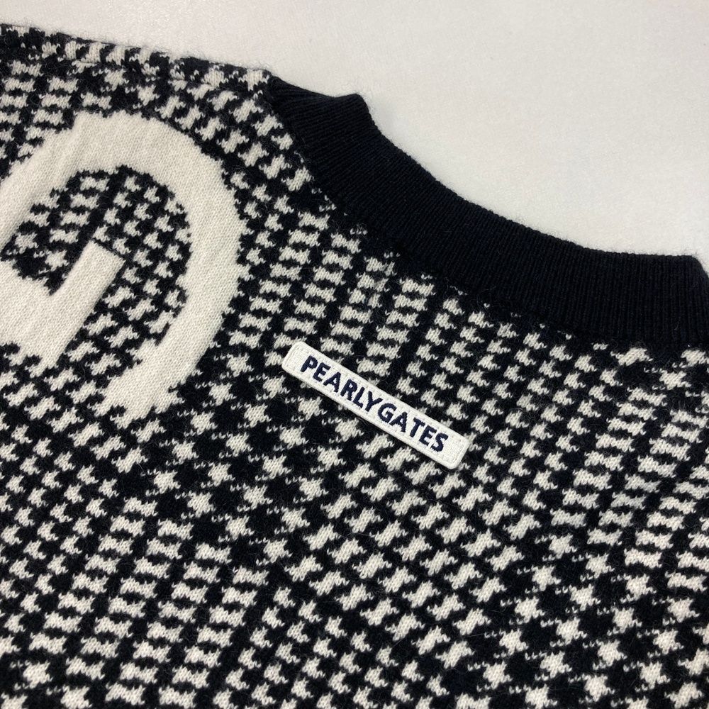 【新品】パーリーゲイツ カシミヤ ニット セーター チェック 美品 パーリーゲイツ カシミヤ100％ ニット セーター ロゴ チェック 4