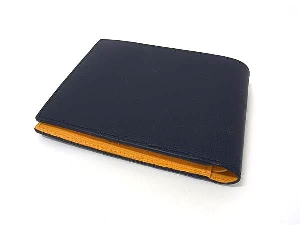 dunhill ダンヒル レザー 二つ折り 財布 ウォレット 札入れ 小銭入れ メンズ ネイビー系 BQ 2491