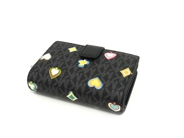 MICHAEL KORS マイケルコース MK柄 PVC 二つ折り 財布 ウォレット 小銭入れ レディース ブラック系 BM9712