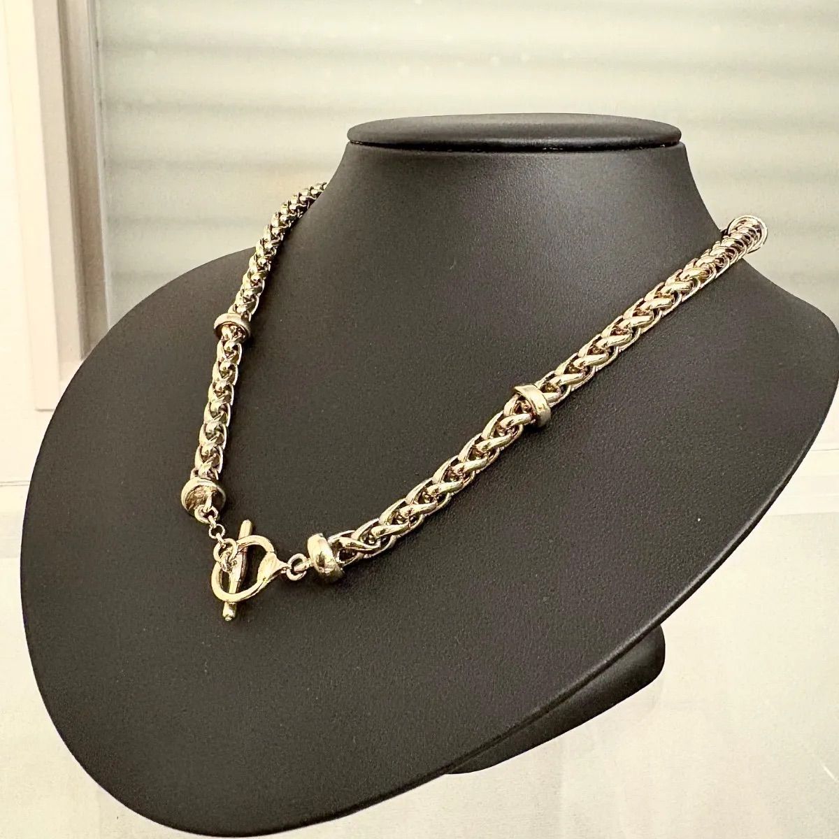 美品】ラルフローレン ツイストチェーン トグル ネックレス シルバー 