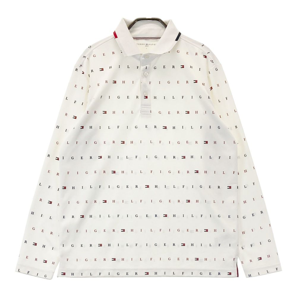 サイズ：L TOMMY HILFIGER GOLF トミー ヒルフィガーゴルフ  長袖ポロシャツ ロゴ柄 ホワイト系 [240101548120] ゴルフウェア メンズ ストスト