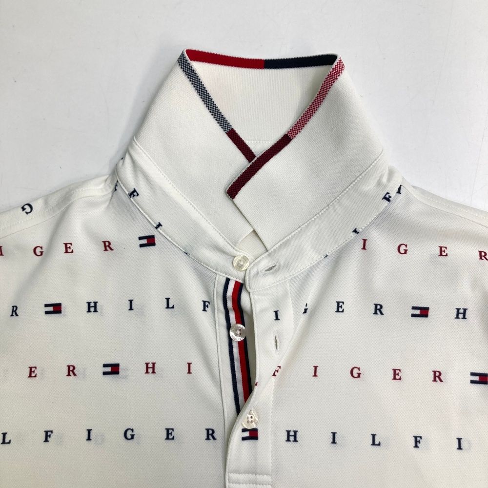 サイズ：L TOMMY HILFIGER GOLF トミー ヒルフィガーゴルフ  長袖ポロシャツ ロゴ柄 ホワイト系 [240101548120] ゴルフウェア メンズ ストスト