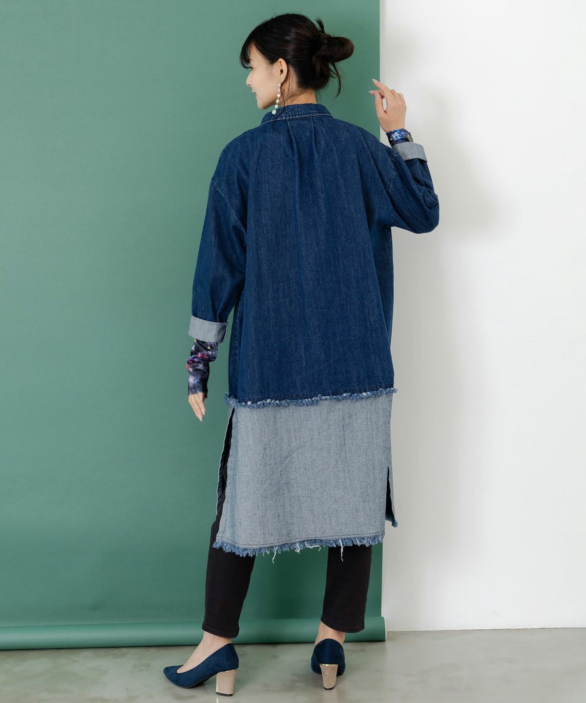  ScoLar ス 153675 ひょっこりス ちゃん柄デニムシャツアウター その他 トップス