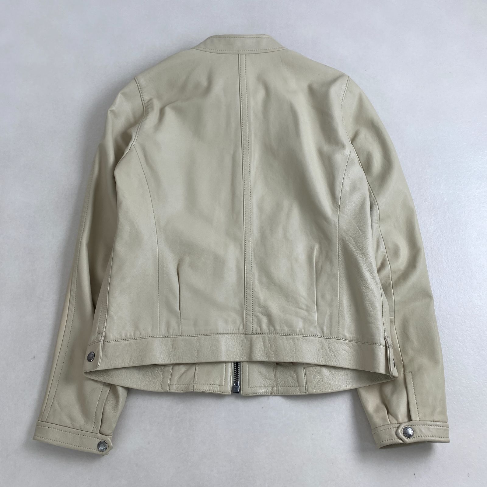 コーチ レザージャケット シングルライダース 羊革 ホワイトベージュ M COACH