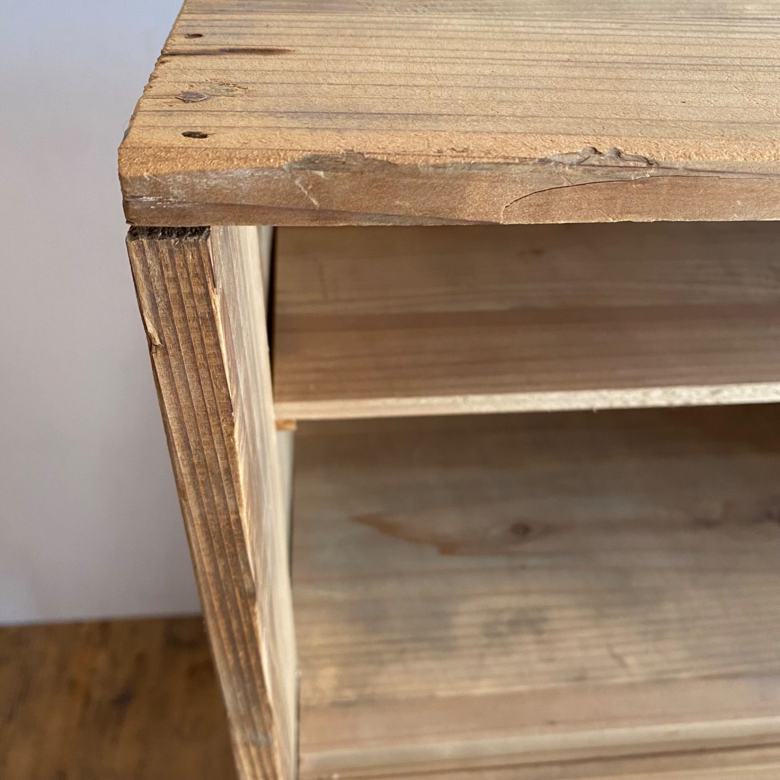アンティーク チェスト 棚 無塗装 無垢材 食器棚 y185 - メルカリ