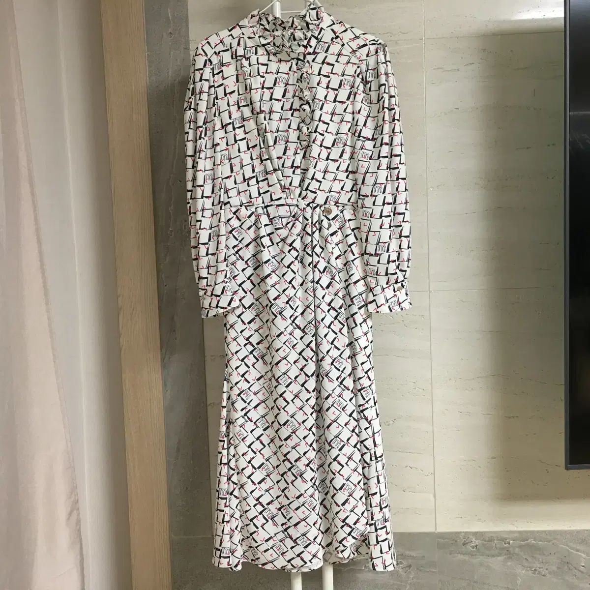 MINE マイン 22 ロゴ ボタン フリル ラップ ロング ONE PIECE 55