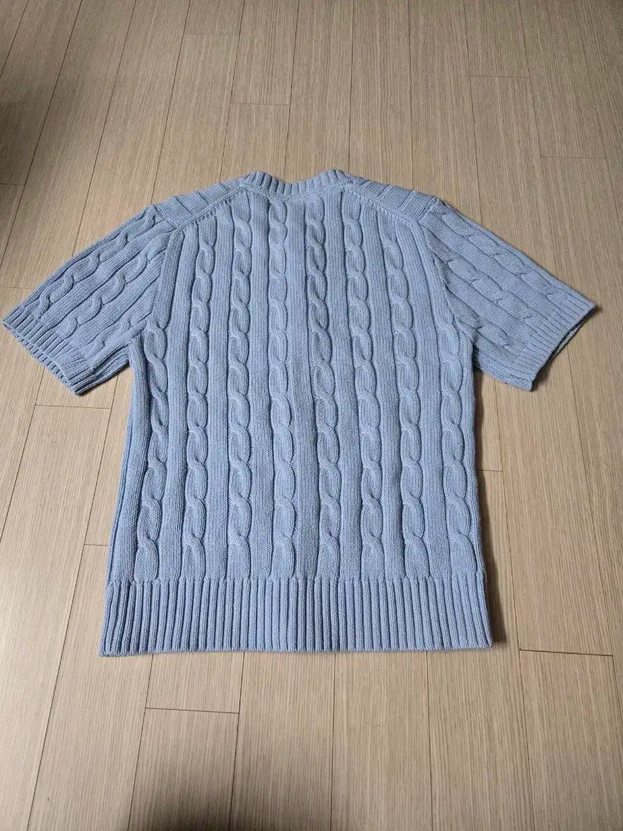 ラコステ ケーブル 半袖 カーディガン スカイブルー