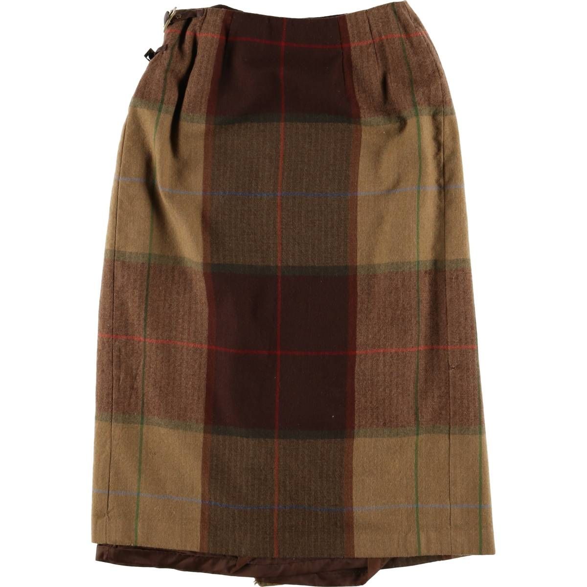 古着 90年代 TALBOTS チェック柄 ウール ミモレ丈 ラップ 巻きスカート レディースM相当 ヴィンテージ eaa594408