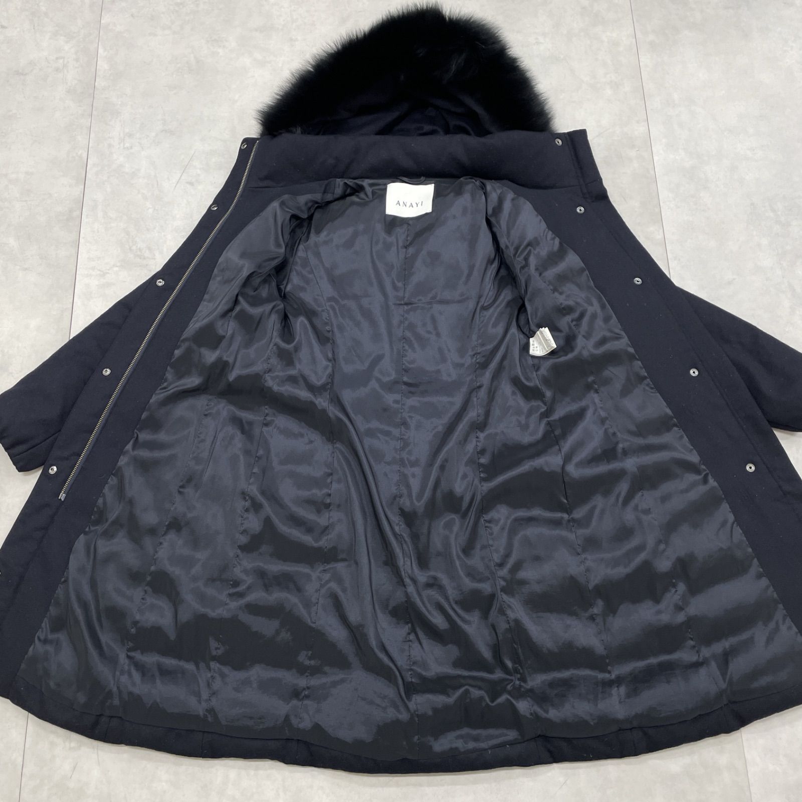 ANAYI アナイ ダウンコート ロング フード ウール フォックスファー