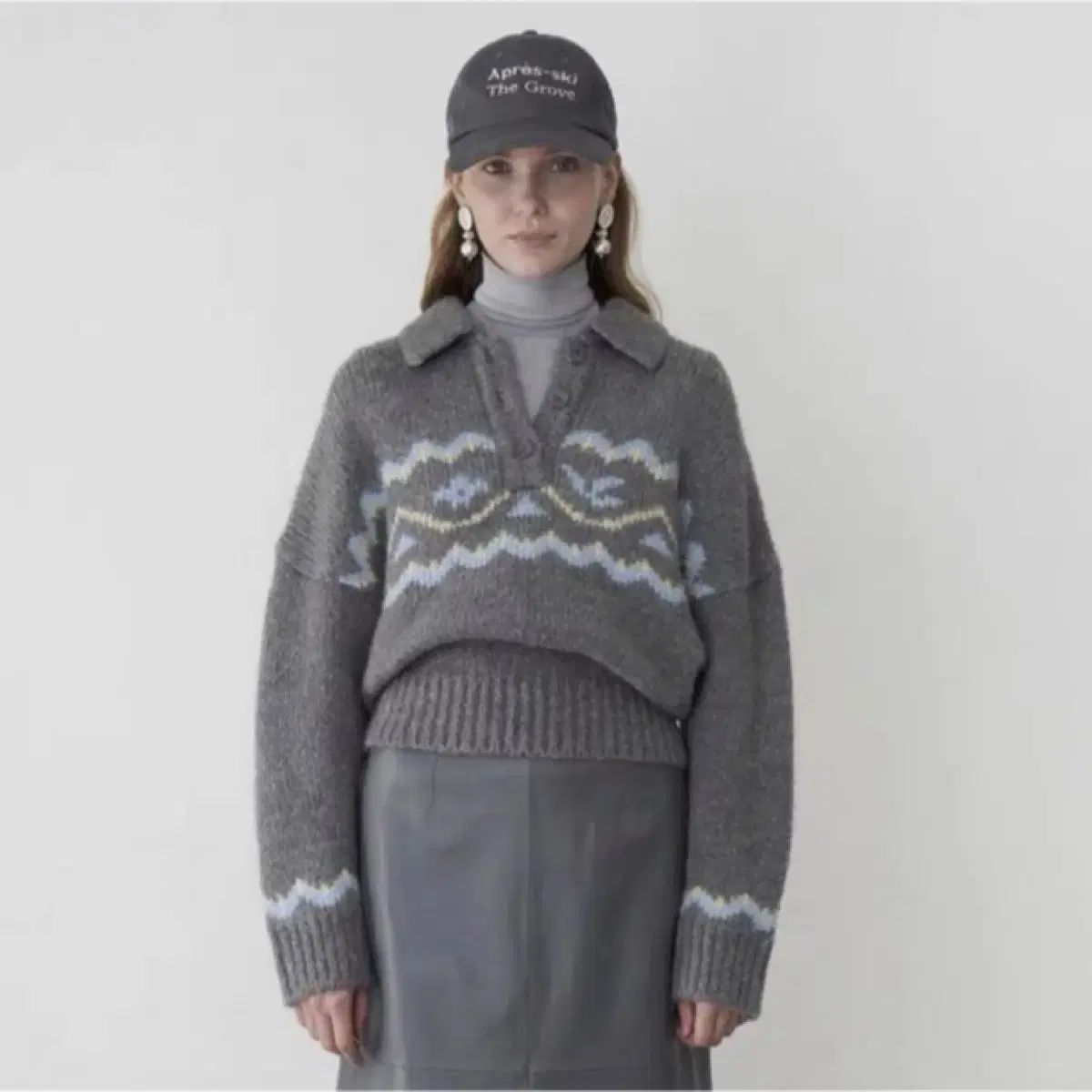 grove グローブストア ノルディック アーガイル パータン ネック ニット