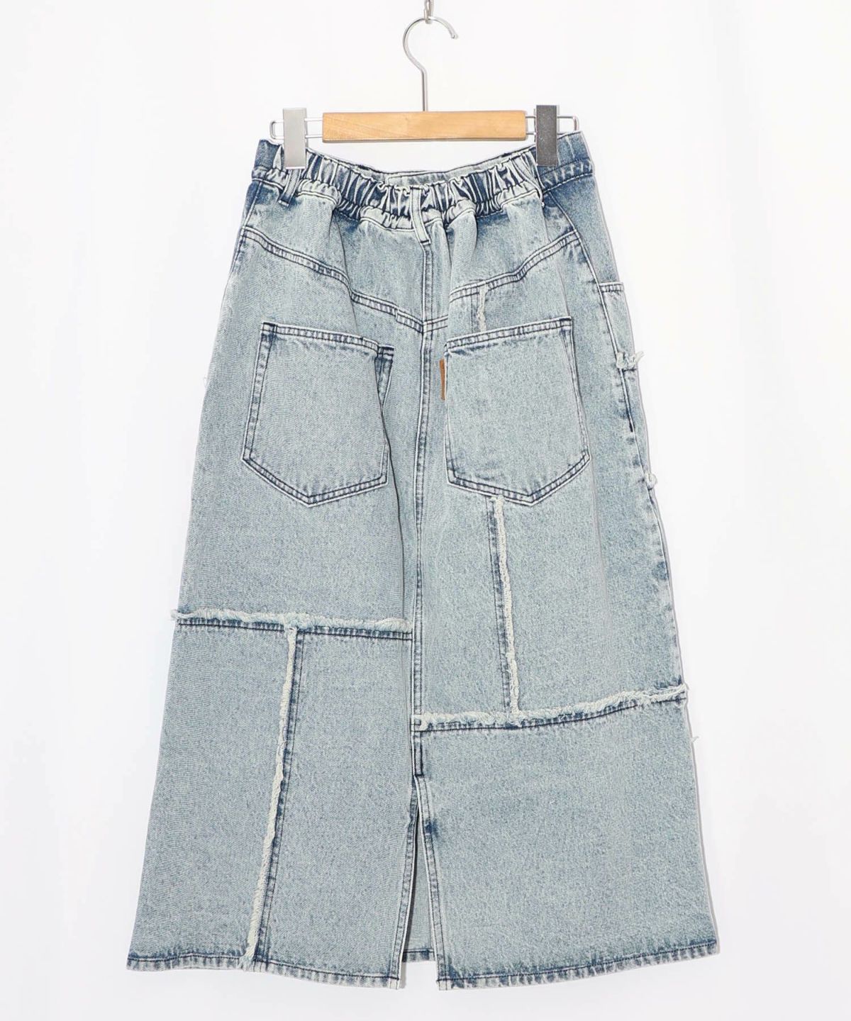 ScoLar ス 153673 花ネコのアシメフリンジ アップリケデニムスカート GULLKHAN_COM