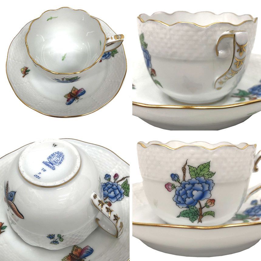 HEREND ヘレンド ヴィクトリア デミタスカップ＆ソーサー 花と蝶