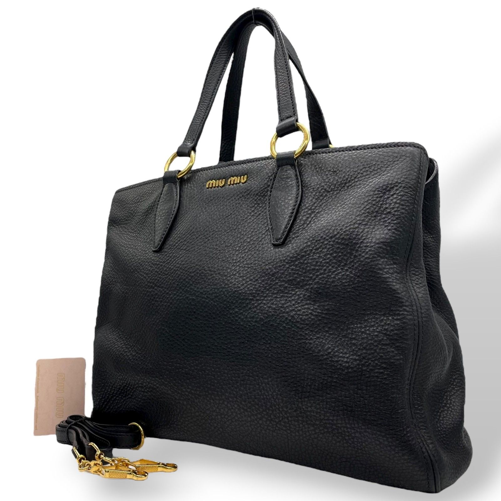 ミュウミュウ⭐️レザートートバッグブラック MIUMIUブラックレザー