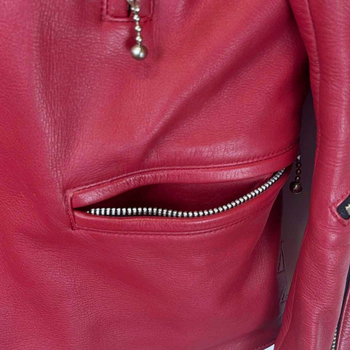 ROTAR ローター ダブル ライダースジャケット M レッド メンズ 牛革 