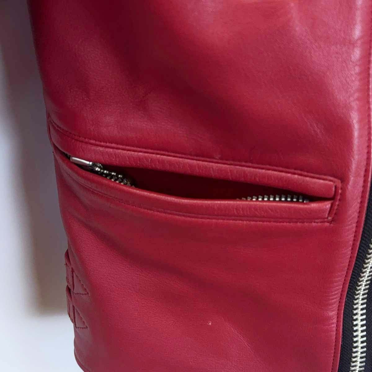 ROTAR ローター ダブル ライダースジャケット M レッド メンズ 牛革 