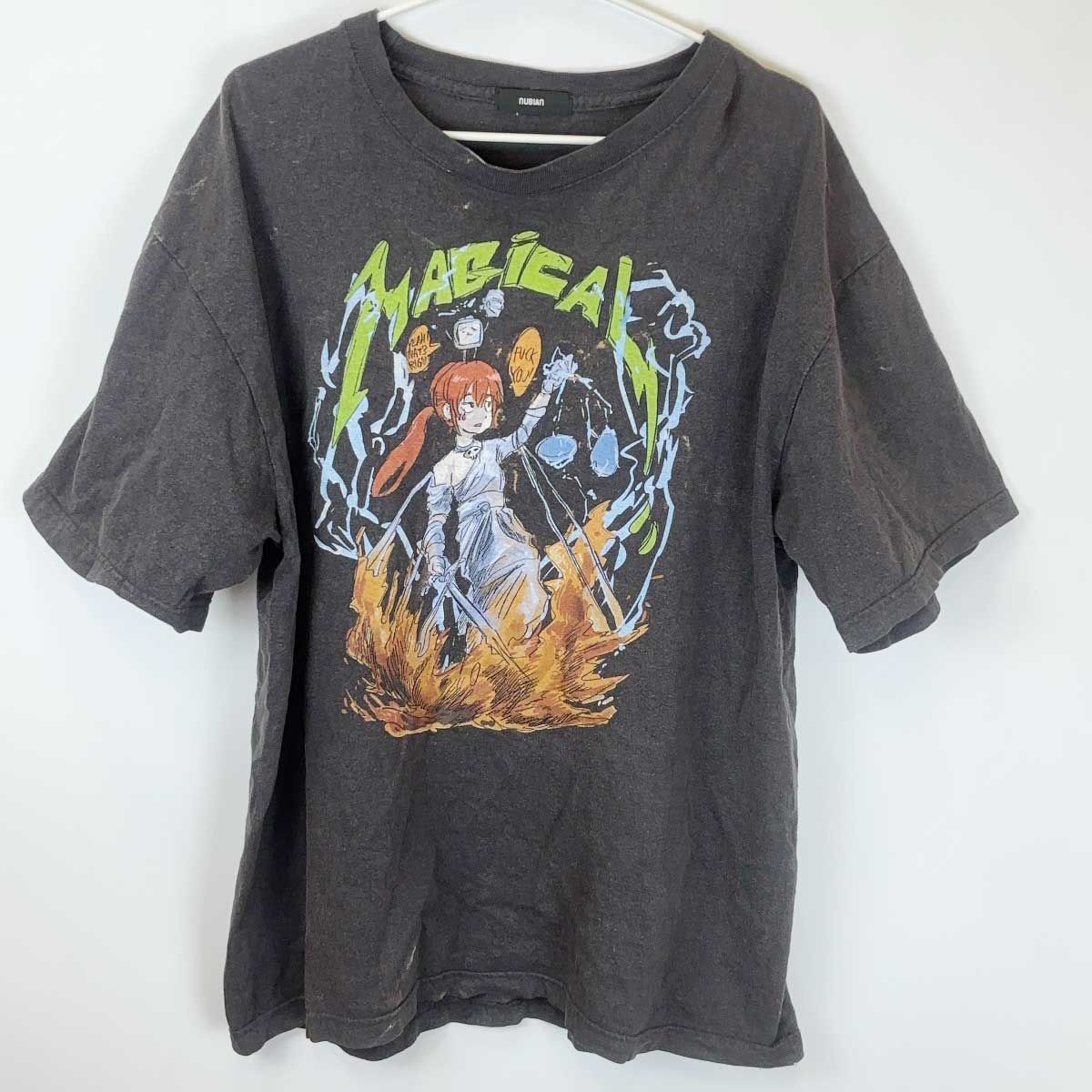 jun inagawa NUBIAN コラボ メタリカオマージュ ビッグシルエット フェード加工 Tシャツ ブラック ジュンイナガワ ヌビアン MAGICAL jun inagawa NUBIAN コラボ メタリカオマージュ ビッグシルエット