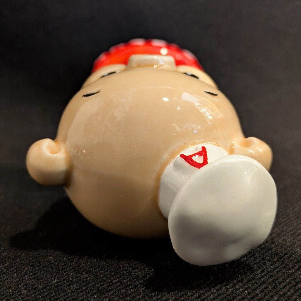 TOYSCLUB 陶器製首振り人形 エースコック こぶたのコック/赤台座/140mm