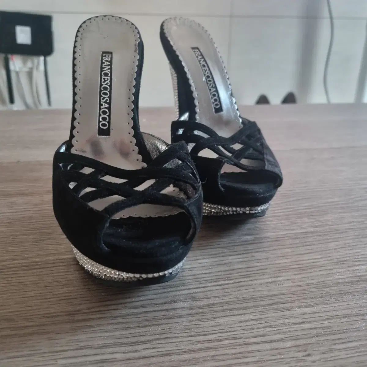  FRANCESCO SACCO ドレス ブラック ヒール サンダル サンダル サンダル ミュール