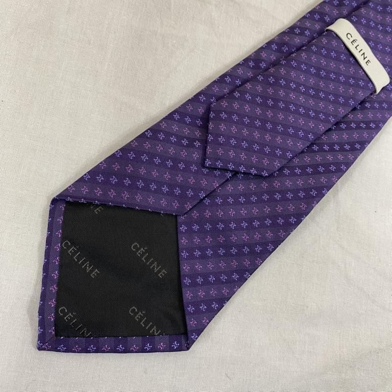 CELINE セリーヌ ネクタイ トリオンフ柄 シルクネクタイ PURPLE 総柄