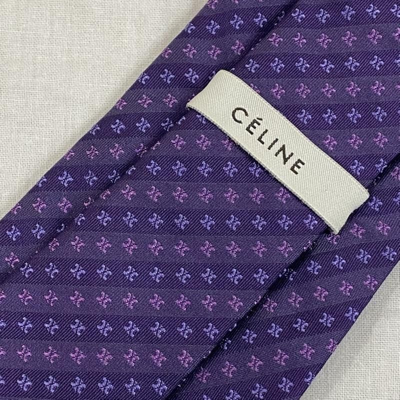 CELINE セリーヌ ネクタイ トリオンフ柄 シルクネクタイ PURPLE 総柄