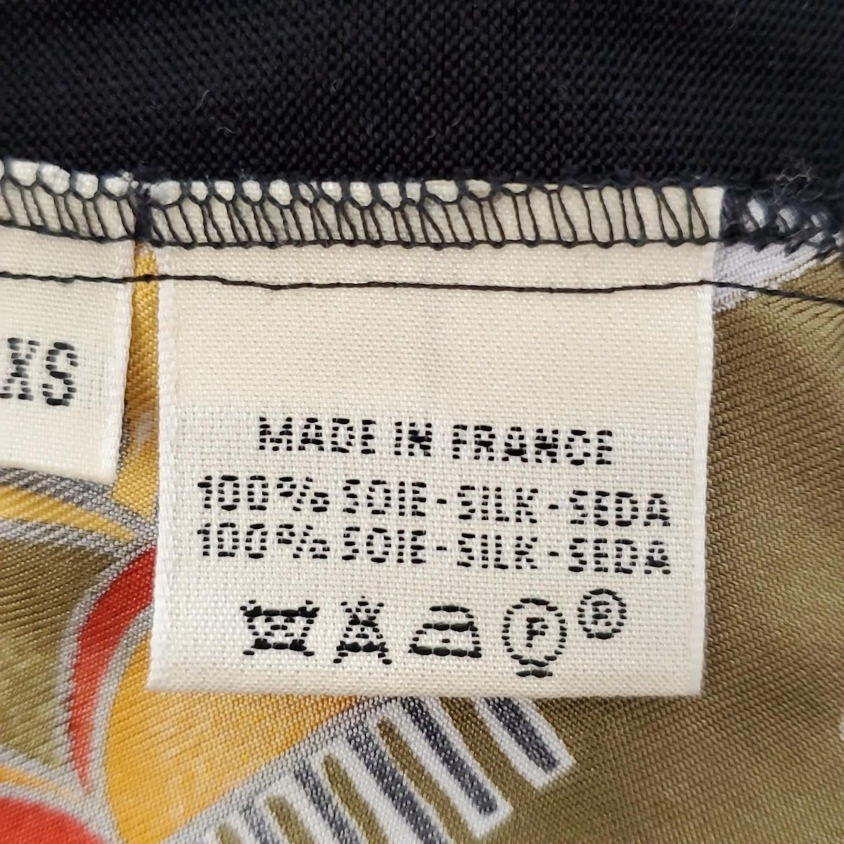  HERMES エルメス 長袖カットソー サイズXS レディース - 黒×ブラウン×マルチ タートルネック シルク 長袖 Tシャツ カットソー