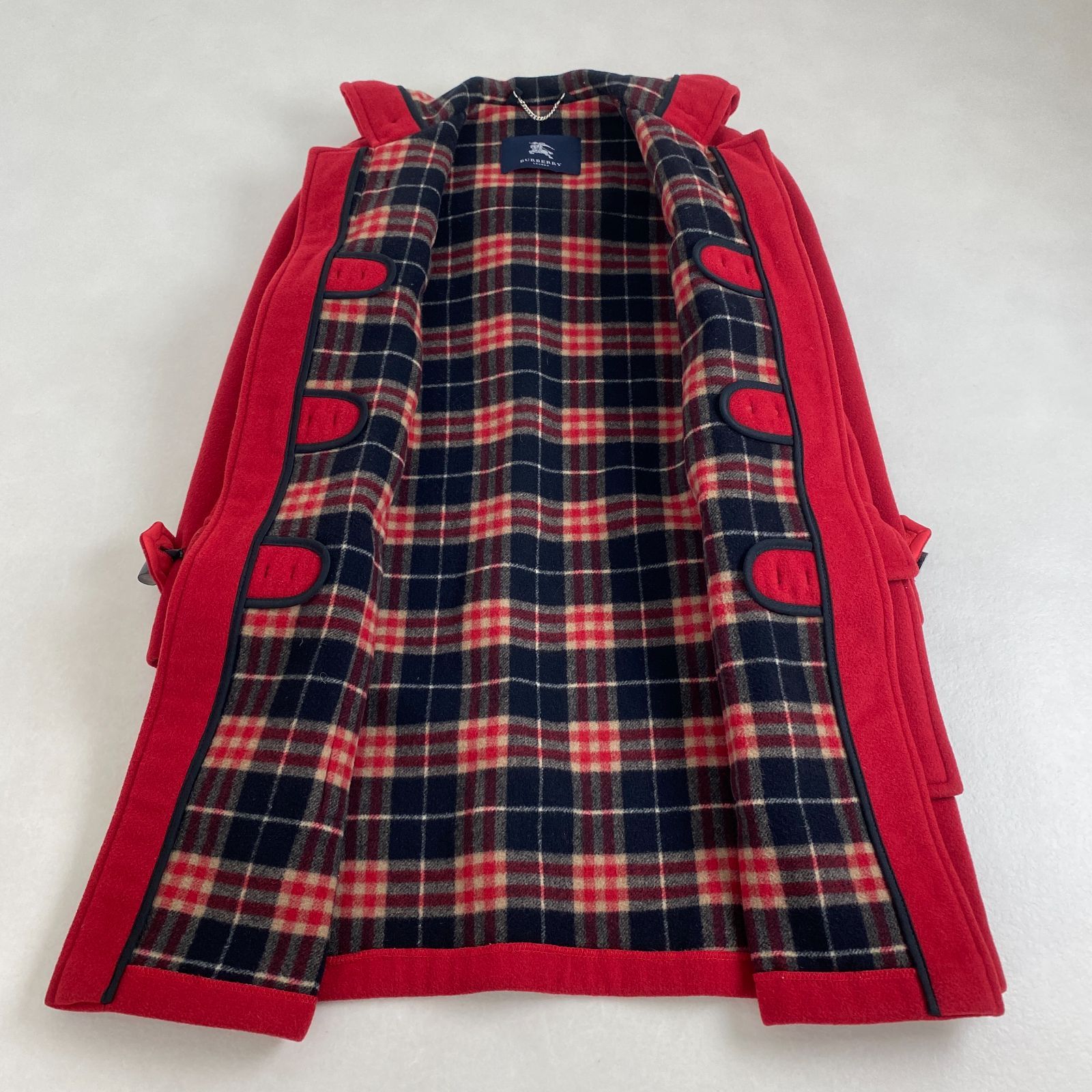 バーバリー ノバチェック カシミヤ混 ダッフルコート M ウール BEG