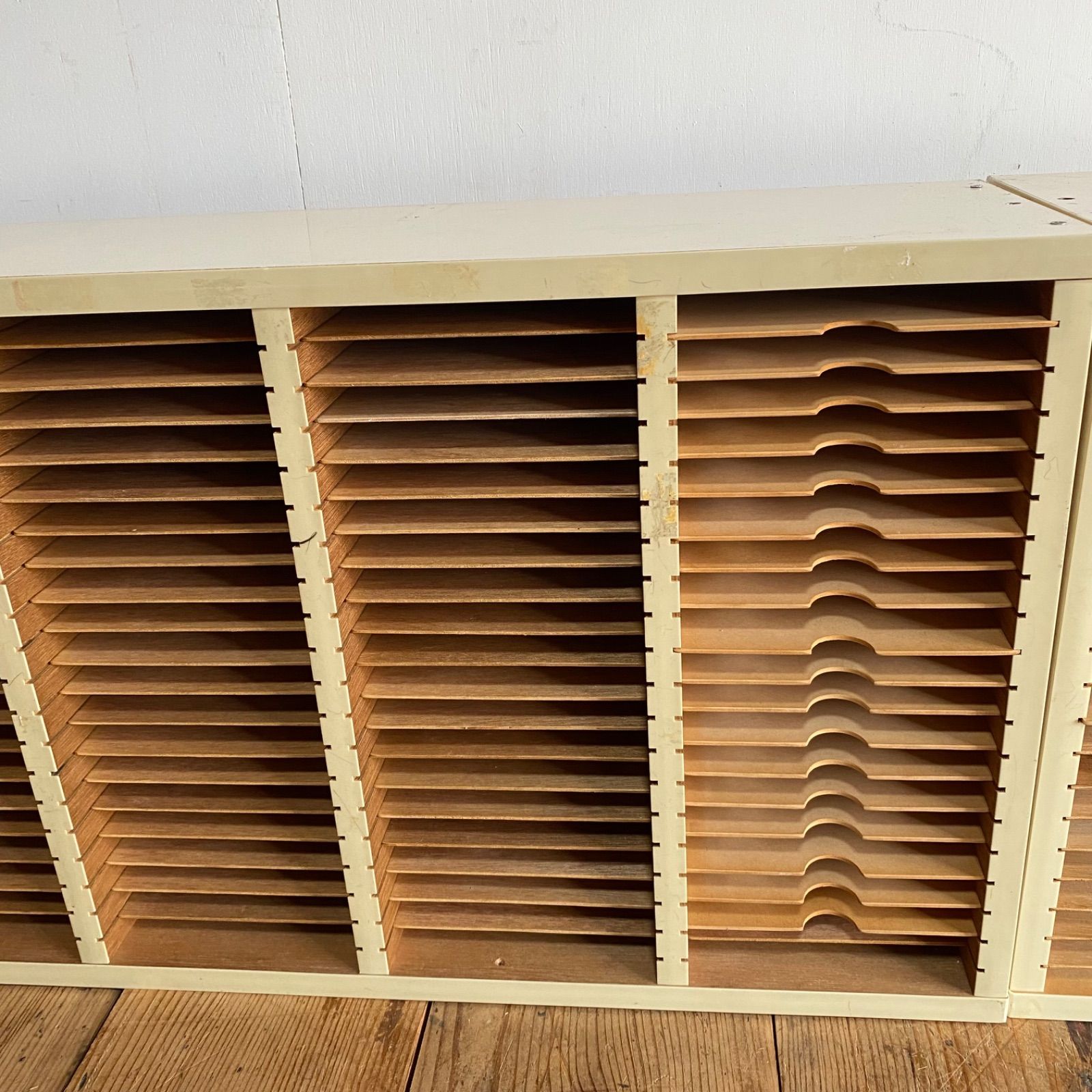 2点セット ヴィンテージ カルテ棚 書類棚 棚板取り外し可能 古家具 y78